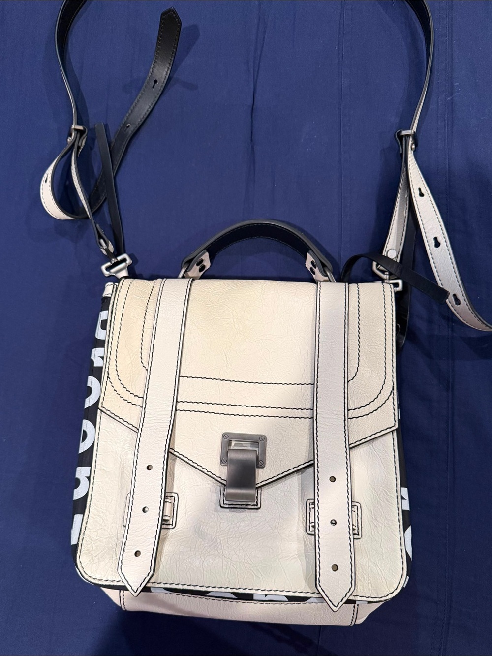 Proenza Schouler PS1 Nappa Leather Backpack Crossbody Silver Hardware.